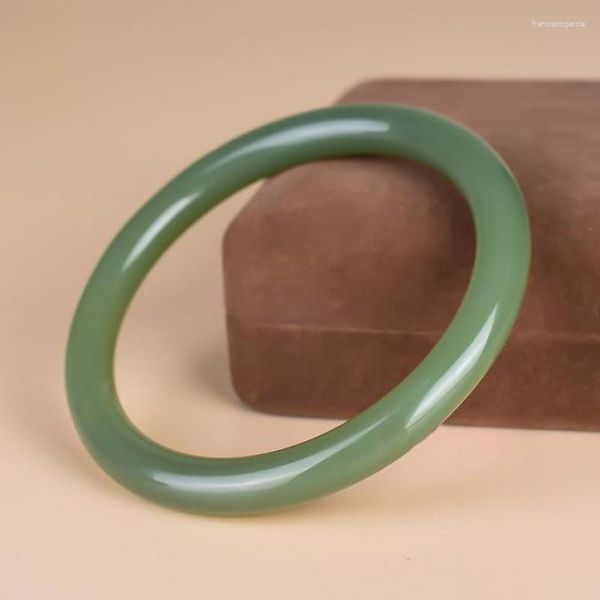 Bracelet oeuf de canard vert Jades Bracelets femmes bijoux fins accessoires véritable chinois Hetian néphrite Bracelets ronds