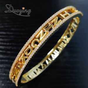 Bracelet Duoying bricolage curseur breloques nom personnalisé personnalisé numéro romain creux bracelet zircone maman cadeau 230807