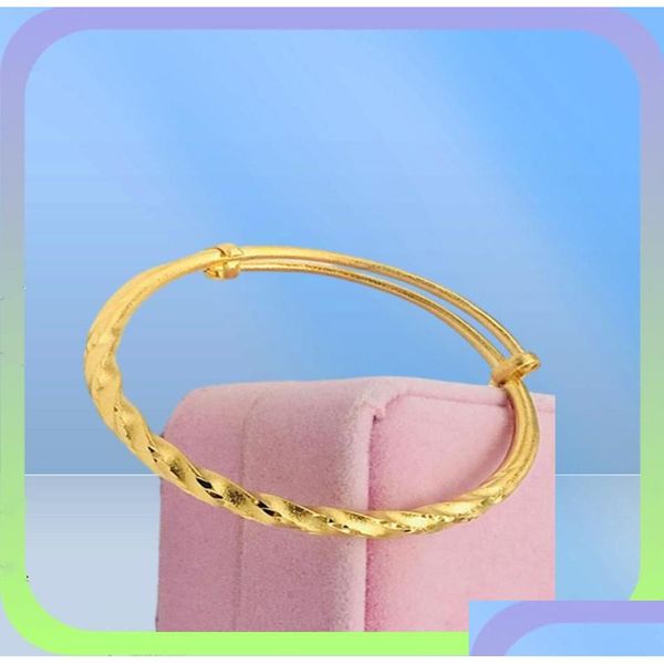 Brazalete Ed Brazalete Para Mujer Sólido Oro Amarillo De 18 Quilates Lleno De Moda Pulsera Ajustable Regalo Dia 6 Cm Estilo Clásico53742531455567 Drop Delive Dh1Dw