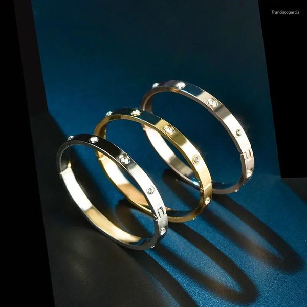 Bracelet élégant femelle cristal brillant Braceuses pour femmes Bracelets d'amant hommes bijoux en acier inoxydable