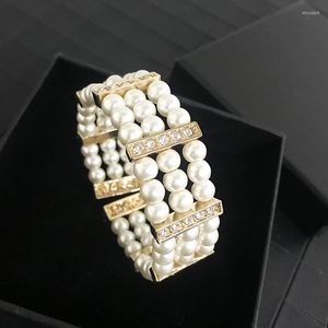 Bangle elegante dame parel armband ingelegde kristal pols ornament handgemaakte kralen damesjuwelen