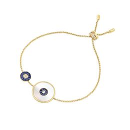 Brazalete elegante pulsera de concha para mujer Lucky Blue Eyesthick Color dorado pulseras con dijes brazaletes joyería de moda de verano Zk40