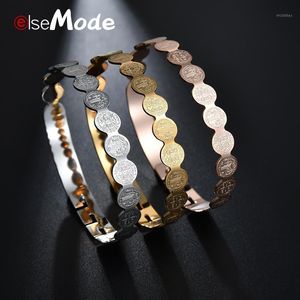 Bangle Elsemode St Benedict Bracelets Bangles vrouwen amulet titanium staal hoog gepolijste katholieke kerk kruis sieraden cadeau1