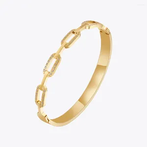 Brazalete ENFASHION Pulseras para mujer Media cadena con pulsera Ziron Color oro 18K Chapado en ojos Llamativo Joyería elegante Viajes de oficina 2356