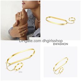 Bangle Enfashion Ring Armbanden Armbanden Voor Vrouwen Femme Roestvrij Staal Goud Kleur Armband Mode-sieraden Pseras Mujer B76 230710 Dro Dho5K