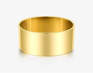 Bangle enfashion Brede gladde armbanden Minimalistisch roestvrij staal Goudkleur voor dames Accessoires Mode-sieraden 22032215213928891768