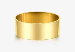 Bangle enfashion Brede gladde armbanden Minimalistisch roestvrij staal Goudkleur voor dames Accessoires Mode-sieraden 22032215213928067634