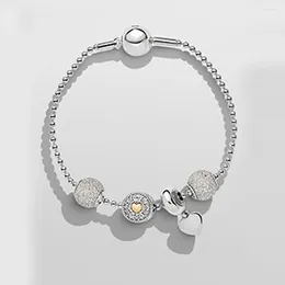 Bracelet EST 925 Sterling Argent Main Caténaire Costume Classique Boucle Clair CZ Charme Perle ESSENCE Bracelet DIY Pour Femmes Bijoux