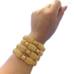 Bangle Ethiopië Armband 4 stks/partij Trendy 24 k Goud Voor Vrouwen Dubai Bruiloft Bruid Gift Afrika Handchain Saudi Arabische Sieraden charm