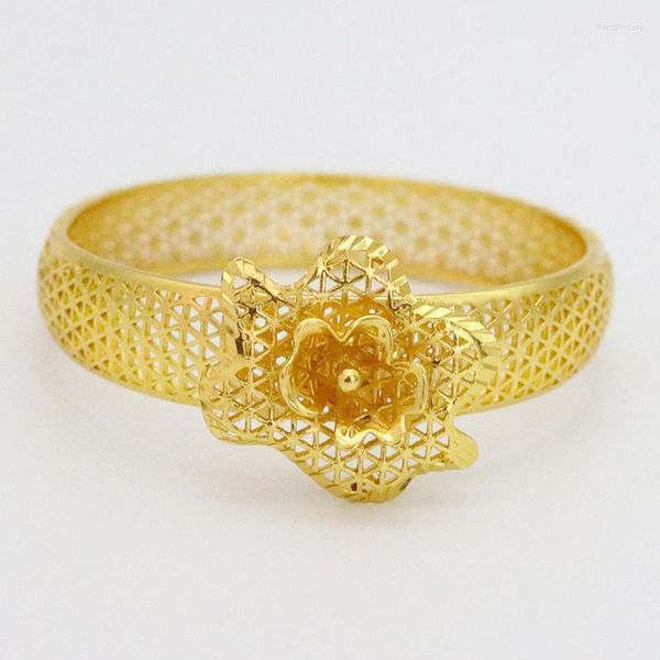 Brazalete etíope 24k conjunto de pulsera flores de oro África Oriente Medio joyería Dubai brazalete damas niñas boda fiesta regalos brazalete Inte22