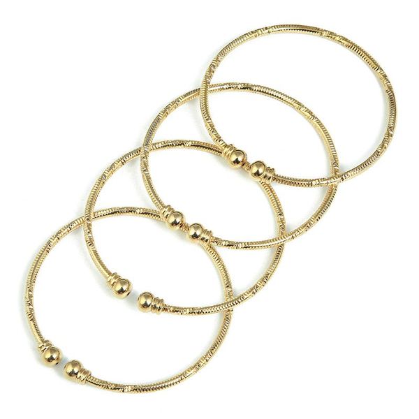 Brazalete Étnico Nupcial Boda Joyería Oro Plateado Etíope Dubai Africana Novia Abierta 4 unids Mujeres Niñas Brazaletes