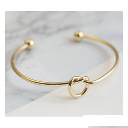 Bangle Europa en Verenigde Staten metalen goud Sliver rozenkleur sieraden eenvoudige windarmband gepersonaliseerde knoopgeschenken stropdas 1 drop leveren otnzd