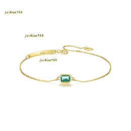 Bracelet Europe Nouveau Vintage Géométrique Vert Pierre Précieuse Argent Bracelet Bijoux Charme Femmes Plaqué 2024 Bracelet De Luxe pour Les Femmes De Noce Cadeau De La Saint-Valentin