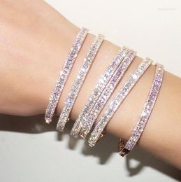 Bracelet européen dernière conception mode bijoux à la mode zircon cubique Cz bande Bling cristal manchette cadeau de fête pour les femmes