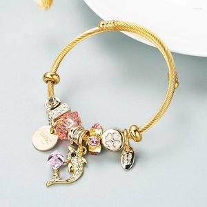 Bracelet européen américain à la mode série océan dauphin câlin boule pendentif manchette Bracelets bricolage cristal perle Bracelets bijoux
