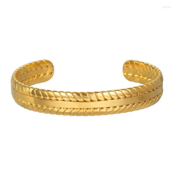 Brazalete de moda europea y americana de acero de titanio con textura de apertura ajustable pulsera de tejido torcido