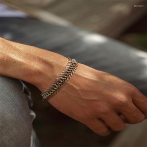 Bracelet de célébrité d'internet européenne et américaine pour hommes, Hip-hop rétro, chaîne d'épine en os de poisson, Bracelet en Bronze, vente en gros