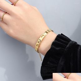 Bracelet de bijoux européens et américains Chaîne de menottes de style boucle de réglage bracelet titane acier placage 2022 Corée Drop Livraison B DHA9V