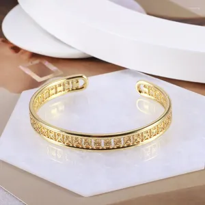 Bangle Europese en Amerikaanse sieraden groothandel metaal vergulde eenvoudige holle boogopening armband