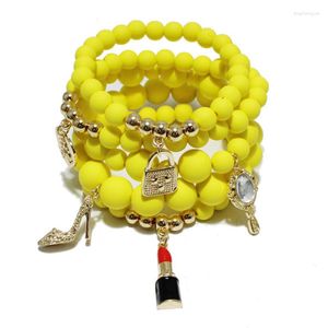 Bracelet Style Européen Et Américain Mode Perle Bracelet Multicolore Punk Designer Bijoux Femmes Talon Haut Pendentif