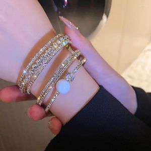 Brangle exagéré en strass incrusté bracelet ouvert femmes mode exquise cristal bangles accessoires de bracelet bijoux