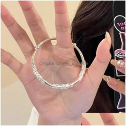 Bracelet Exquis Rose Fleur Épines Bracelet Ouvert Pour Femmes Sier Couleur Chaton Escalade Bracelets Esthétique Bijoux Minimalistes Drop D Dhsdx