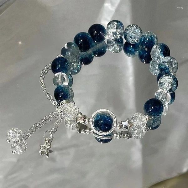 Brazalete Exquisito Estrella Colgante Borlas Pulsera Tendencia Dulce Cristal Con Cuentas Para Mujeres Niñas Moda Luz Joyería De Lujo Regalos