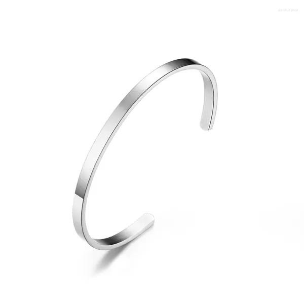 Brazalete de moda directo de fábrica, diseño de 4 mm, 6 mm, 8 mm, pulseras clásicas de puño de metal de acero inoxidable para hombres