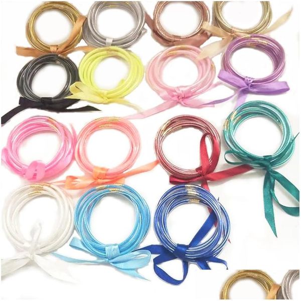 Bangle Usine Gros Bowknot Météo Glitter Rempli Jelly Bracelet Rond Mtilayer Sile Noël Pour Fille Bijoux Drop Livraison B Dhgju