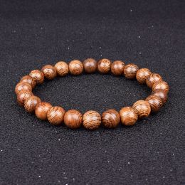 Brangle mode 8 mm perles en bois naturel bracelets hommes Méditation de l'ethinc millettia laurentii femmes femmes prières bijoux bracelets yoga