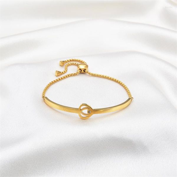 Brazalete de moda, pulsera hueca ajustable, cadena de diseño en forma de corazón de acero inoxidable, brazaletes personalizados para mujeres, regalos de boda