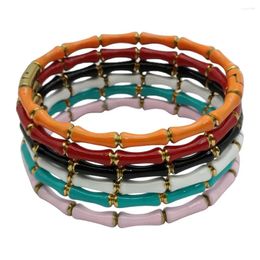 Bracelet Bracelets De Mode Pour Femmes Cadeau Amour Or Bambou Joint Plaque Mince Émail Coloré Colorfast Personnalisé Bracelet En Acier Inoxydable