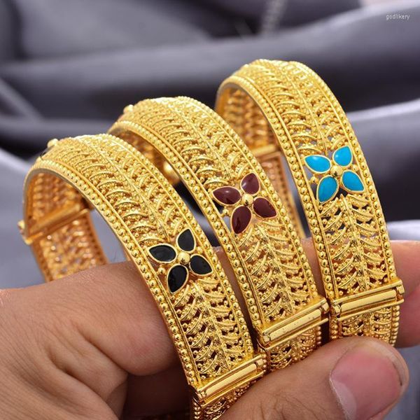 Brazaletes de moda para mujeres hombres africanos dubai 18k pulseras chapadas en oro accesorios para la fiesta de bodas