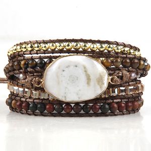 Brazalete Moda Bohemia Joyería con cuentas Piedras naturales Charm Mix Hecho a mano 5 Strands Wrap Pulseras Festival Regalo 230824