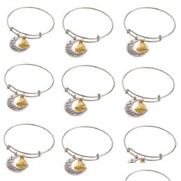 Bracelet Fashion Charm Bracelets Moon Pendentif Je t'aime à l'arrière pour maman soeur famille chaîne réglable déclaration bijoux goutte Dhpnc