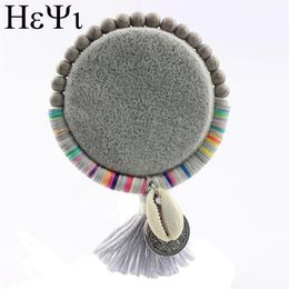Bracelet Fashion Bracelet en pierre naturelle colorée à la main avec des glands pendentif Shell Jewel Girl1281i