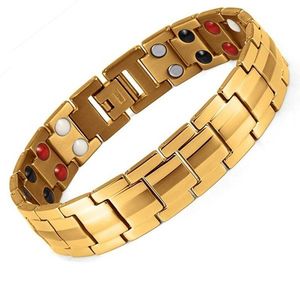 Bracelet mode cuivre Bracelets magnétiques pour hommes soulagement de l'arthrite douleur santé Double rangée 4 éléments aimants puissants