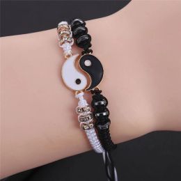 Bracelets de couple de mode bracelets tai chi yin yang couture à la main