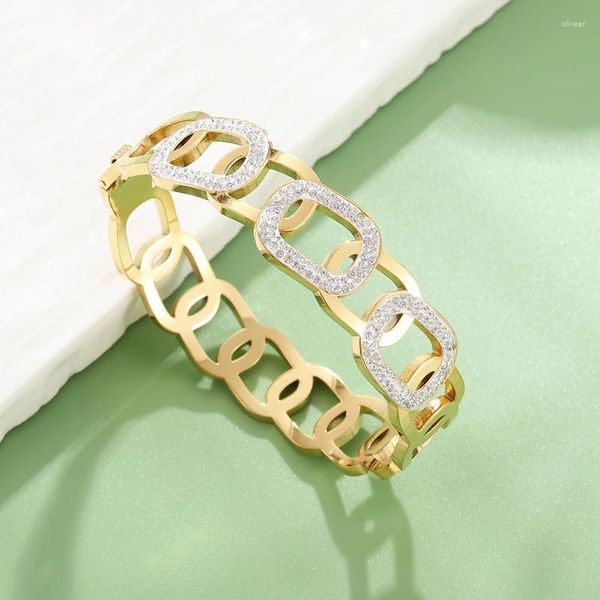 Bangle Fashion Cross Handcuffs Mujeres Fiesta de bodas Girl Bangles Bangles de acero inoxidable Pulseras de cristal de joyas Regalo