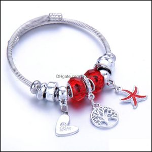 Bangle mode kristal charmes armbanden armbanden roestvrij stalen bloempaar liefde diersterrenhang hanger verstelbare armband juweel ota1i