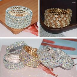 Brazalete de moda con diamantes de imitación de cristal, joyería nupcial, pulsera de mano, brazaletes de boda, pulseras de cinco filas