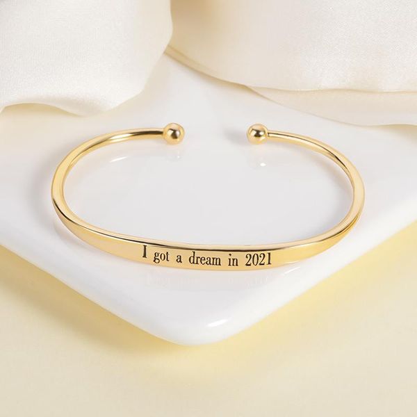 Bracelet mode Dainty graver j'ai un rêve en 2023 Bracelet à breloques chaîne réglable amour bracelets bracelets pour femmes bijoux cadeaux