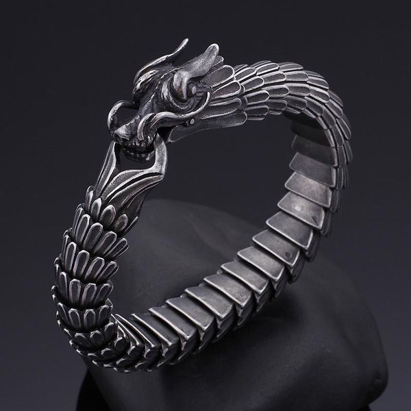 Bangle Fashion Dragon Head Men brazalete para hombre amistad pulseras negras de acero inoxidable calavera de calavera negro retro joyería