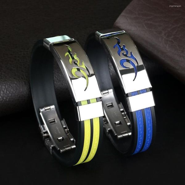 Brazalete de moda con estampado de llamas, pulseras de acero inoxidable para hombres y mujeres, pulsera de goma ajustable individual, regalos de joyería informales