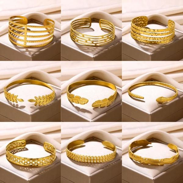 Bracelet de mode géométrique en acier inoxydable, couleur or réglable épais pour femmes Kpop hommes bijoux cadeau livraison gratuite