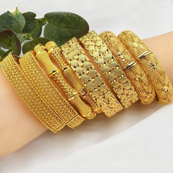 Brazalete de moda Color dorado Dubai Medio Oriente etíope Arabia Saudita novia pulsera de boda joyería regalo de cumpleaños africano para mujeres