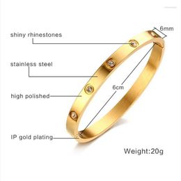 Bangle Fashion Gold Plating BraceletsBangles For Women Rose Color Stainless Steel Charming CZ Loves Jewellery Gift