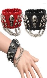 Bangle Fashion Gothic Punk Skull Métal Bracelet Men Bracelet Men Bracelets Amp Brangles Bijoux de bras masculin Red et noir 2022 Accessor T6593642