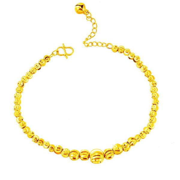 Bangle Fashion Lucky 24k Gold Charm Bigsmall Beads Pulsera Pure Color Pure Ball Chain Women / Girls Braceletbangle Banglebangle