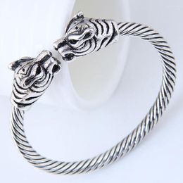 Bangle Fashion Men's Bracelet Vintage Metal Animal Leopard Elephant Lion Double Wolf Verstelbare persoonlijkheid
